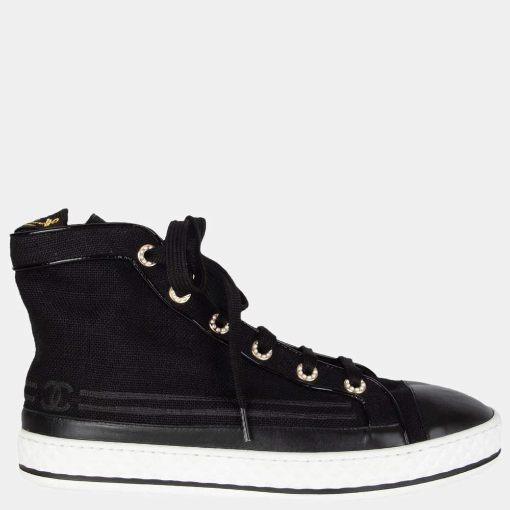 商品[二手商品] Chanel|Chanel Black Hi Top Sneakers Size EU 40,价格¥9288,第2张图片详细描述