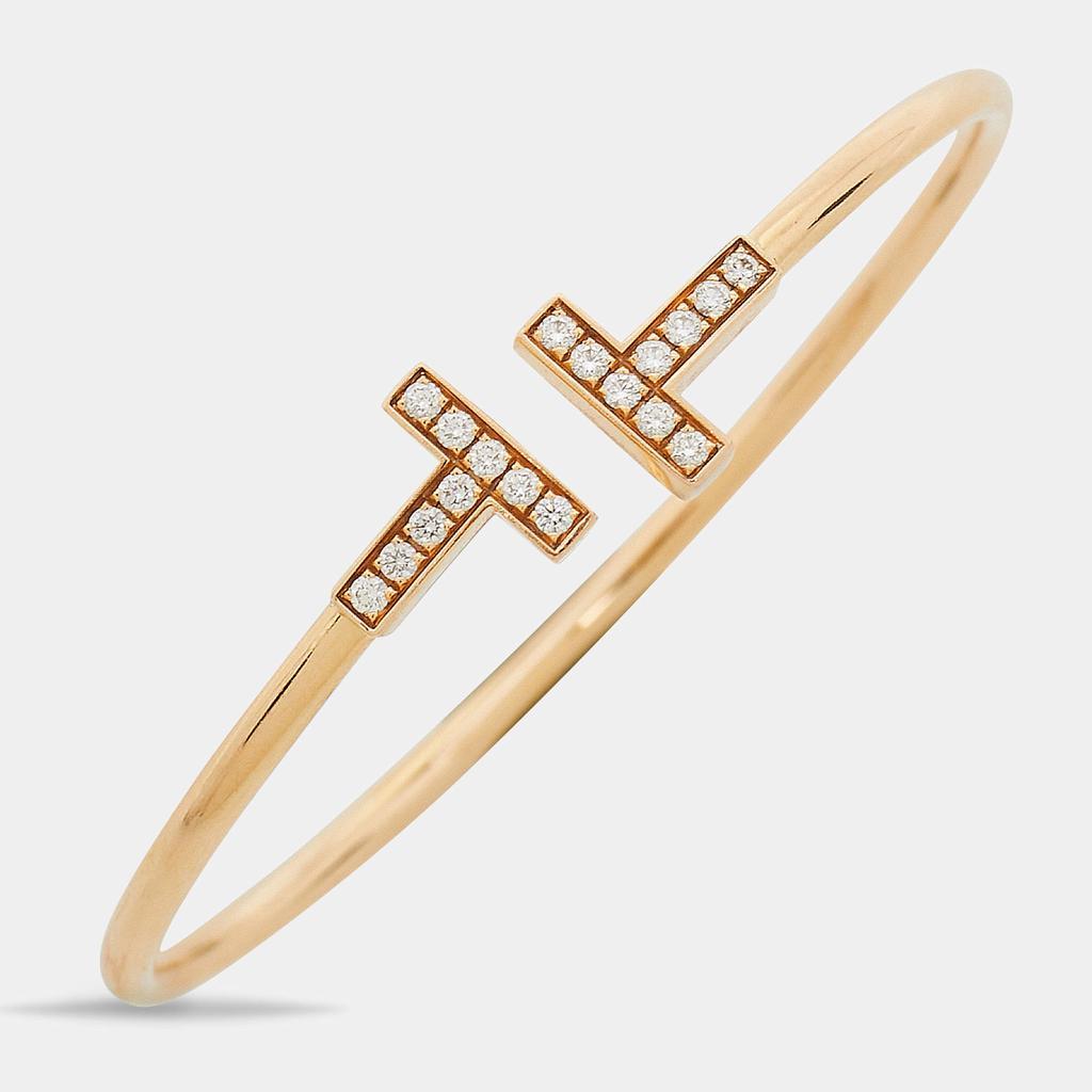 商品[二手商品] Tiffany & Co.|Tiffany & Co. Tiffany T Wire Diamonds 18k Rose Gold Bracelet,价格¥26598,第4张图片详细描述