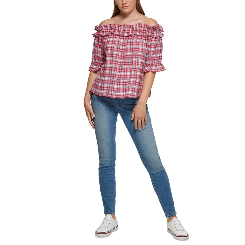 商品Tommy Hilfiger|Women's Plaid Off-The-Shoulder Top,价格¥95,第4张图片详细描述