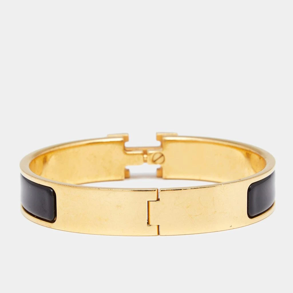 商品[二手商品] Hermes|Hermes Clic Clac H Extra Wide Black Enamel Gold Plated Bracelet,价格¥3852,第3张图片详细描述
