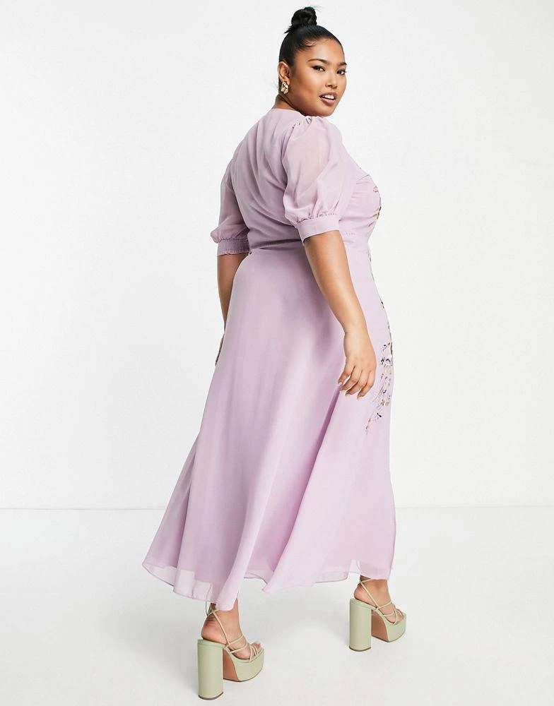 商品Hope & Ivy Plus|Hope & Ivy Plus Mila embroidered dress in pink,价格¥497,第2张图片详细描述