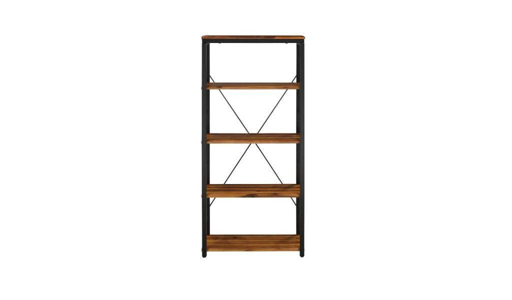 商品Homezia|54" Brown and Black Metal Four Tier Etagere Bookcase,价格¥2250,第3张图片详细描述