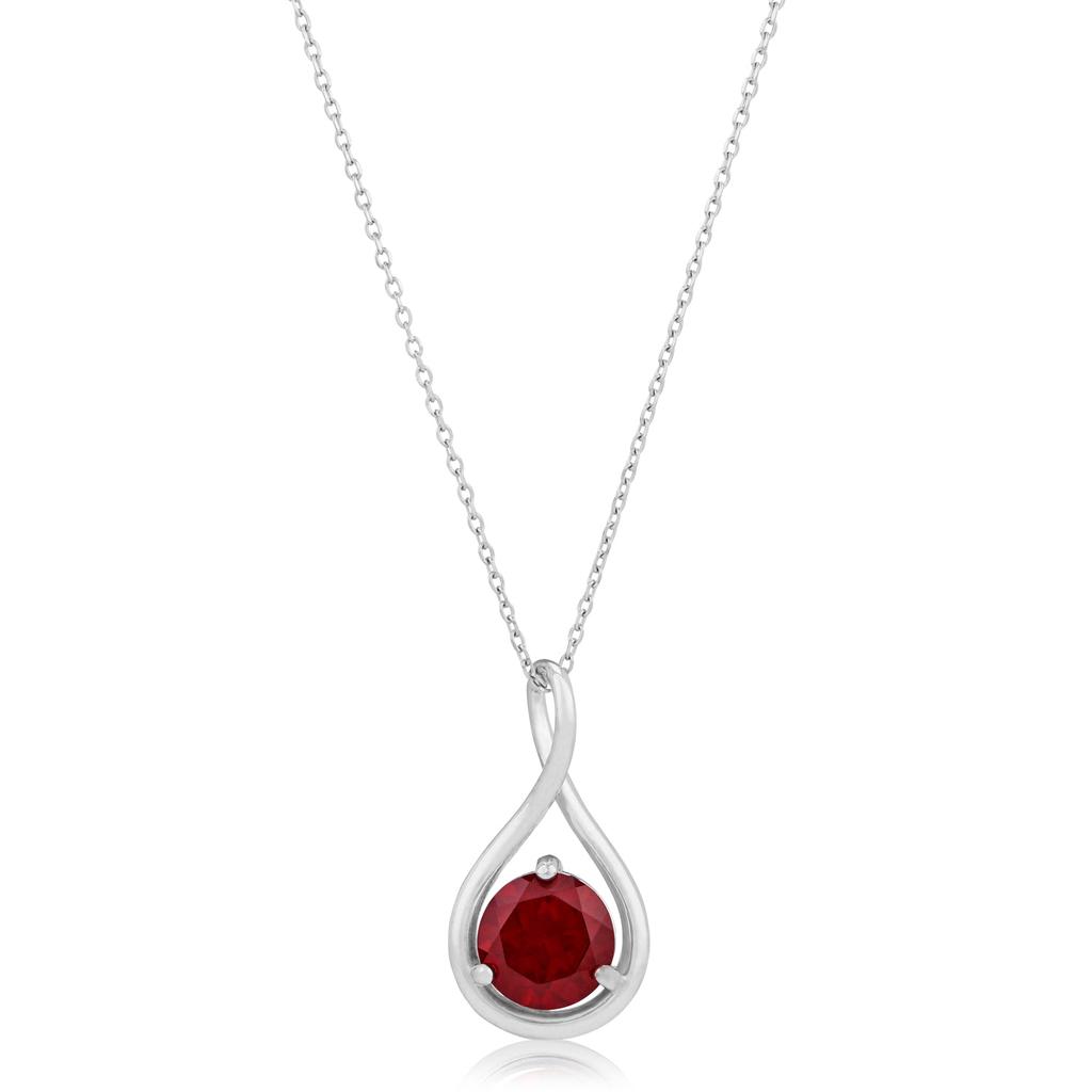 14K White Gold 7mm Round Gemstone Infinity Twist Pendant, 18 inch Cable Chain商品第5张图片规格展示