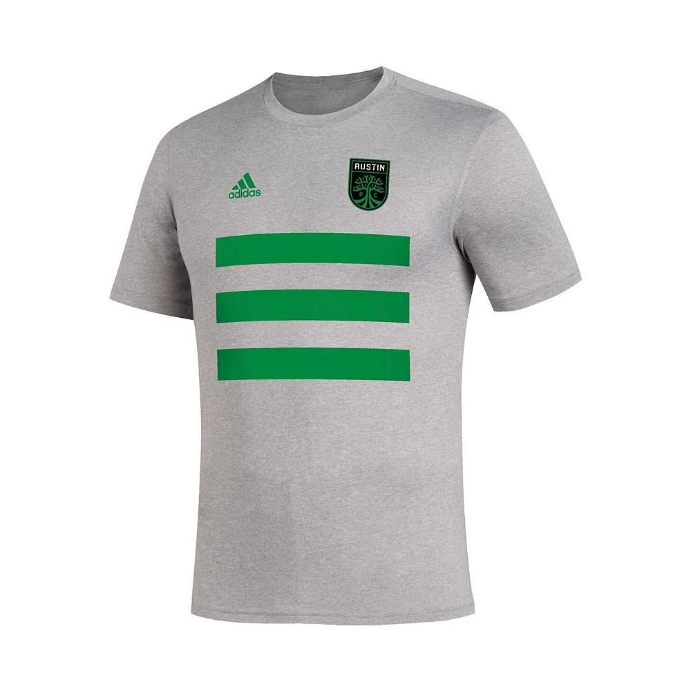 商品Adidas|Men's Heathered Gray Austin FC Three Stripe Life Pitch AEROREADY T-shirt,价格¥256,第2张图片详细描述