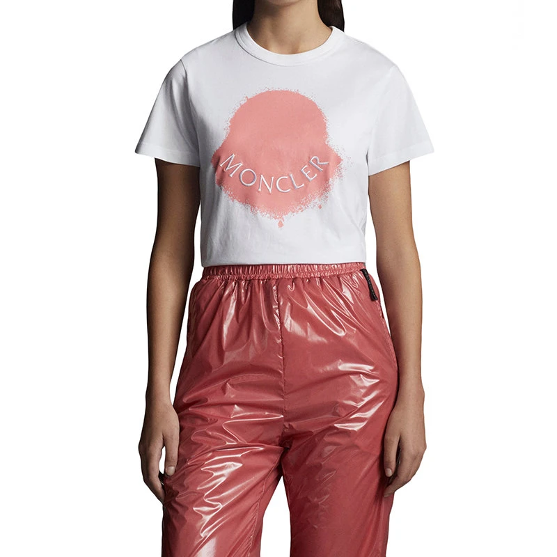 商品Moncler|【预售3-7天】Moncler/蒙克莱 22年秋冬新款 女士光学白色纯棉徽标图案印纹短袖T恤H10938C00014829HP001,价格¥1846,第4张图片详细描述