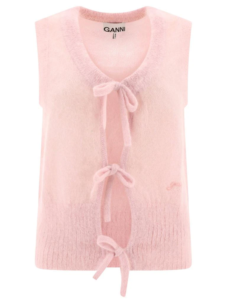 商品Ganni|Mohair Tie String Vest Knitwear Pink,价格¥1064,第1张图片