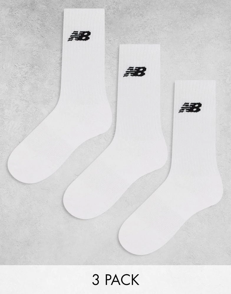 商品New Balance|New Balance logo crew socks 3 pack in white,价格¥128,第1张图片
