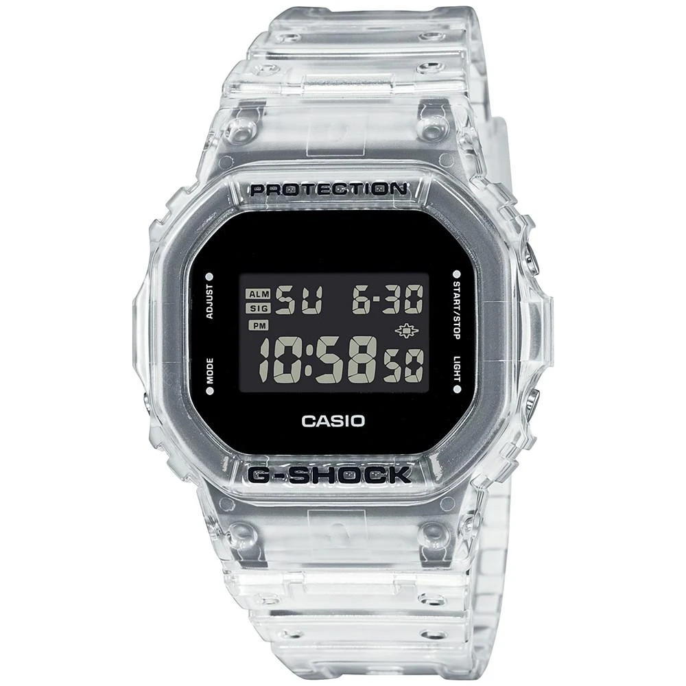 商品G-Shock|Men's Digital Square Clear Resin Strap Watch 42.8mm,价格¥627,第1张图片