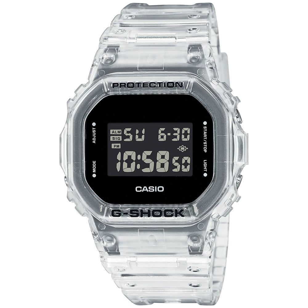 商品G-Shock|Men's Digital Square Clear Resin Strap Watch 42.8mm,价格¥807,第1张图片