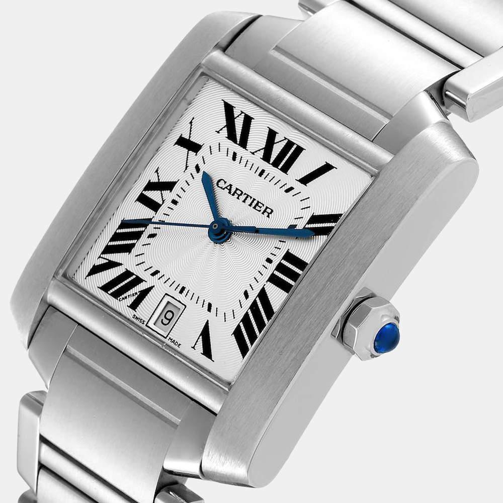 Cartier Silver Stainless Steel Tank Francaise W51002Q3 Automatic Men's Wristwatch 28 mm商品第2张图片规格展示