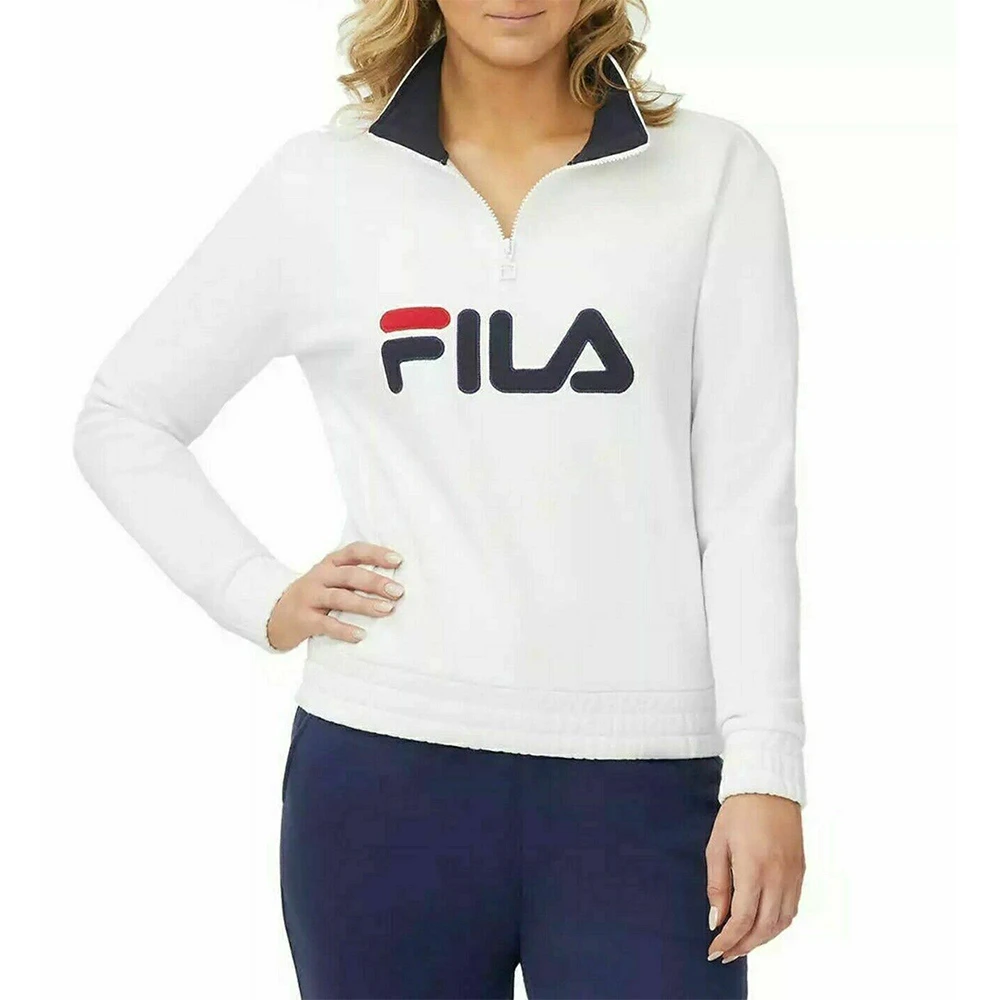 商品[国内直发] Fila|FILA 白色女士卫衣/帽衫 1404585-WHT-PEAC,价格¥180,第1张图片