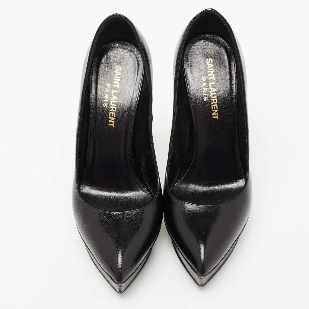 商品[二手商品] Yves Saint Laurent|Saint Laurent Black Leather Janis Pointed Toe Platform Pumps Size 36,价格¥2544,第3张图片详细描述