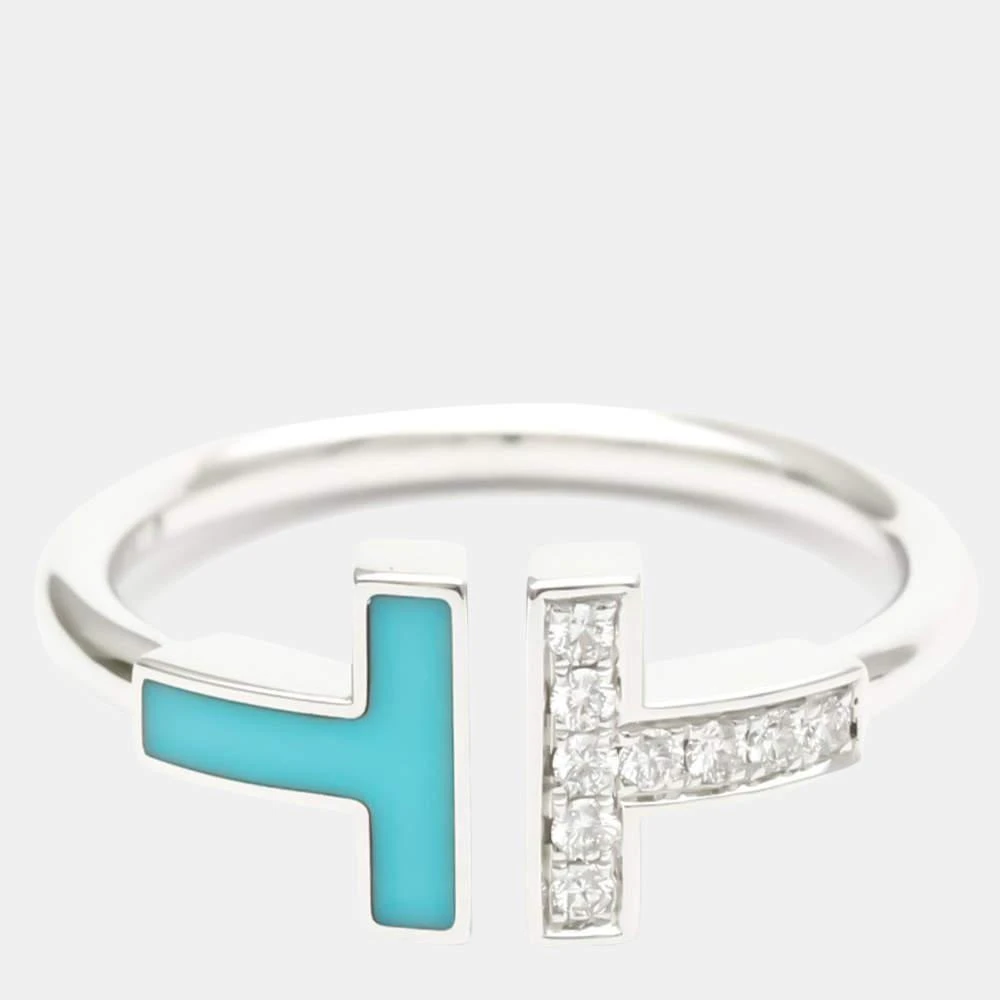 商品[二手商品] Tiffany & Co.|Tiffany & Co. T Wire Band 18K White Gold Diamond Turquoise Ring EU 53,价格¥14779,第1张图片