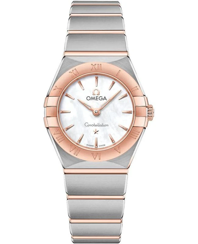 商品Omega|Omega Constellation Manhattan Quartz 25mm Mother of Pearl Dial Rose Gold and Stainless Steel Women's Watch 131.20.25.60.05.001,价格¥39759,第1张图片