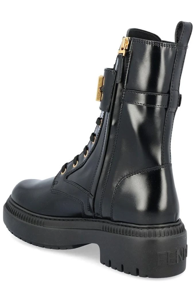 商品Fendi|Fendi Logo Plaque Lace-Up Biker Boots,价格¥10054,第3张图片详细描述