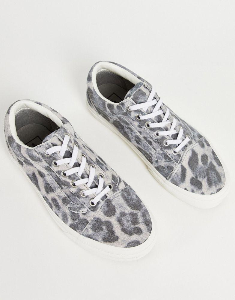 Vans Old Skool Hairy Suede leopard trainers in grey商品第2张图片规格展示