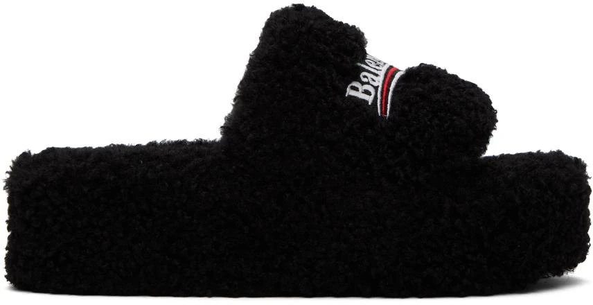 商品Balenciaga|Black Furry Platform Sandals,价格¥6818,第1张图片