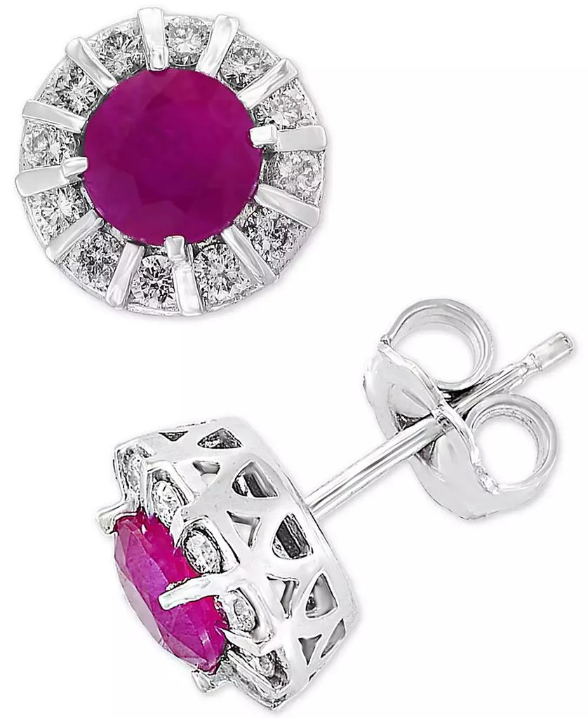 商品Effy|EFFY® Tanzanite (9/10 ct. t.w.) & Diamond (1/3 ct. t.w.) Stud Earrings in 14k White or Yellow Gold (Also available in Ruby, Emerald & Sapphire),价格¥8572,第1张图片