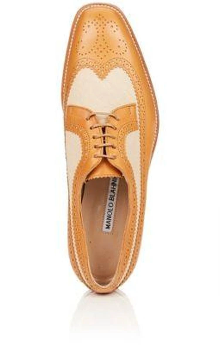 商品Manolo Blahnik|Lorenzabi Leather & Linen Oxfords,价格¥5911,第4张图片详细描述