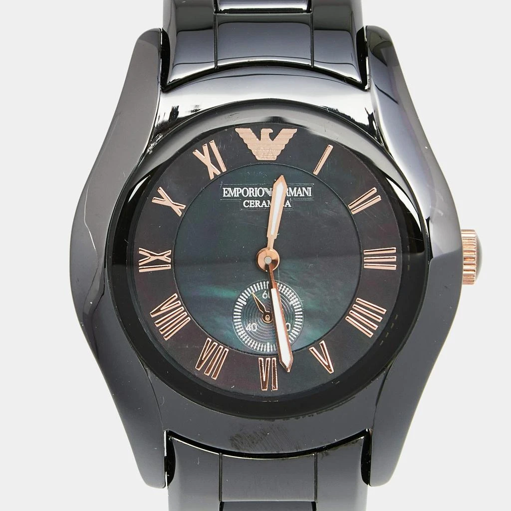 商品[二手商品] Emporio Armani|Emporio Armani Black Mother of Pearl Ceramic Gold Plated Stainless Steel AR1412 Women's Wristwatch 35 mm,价格¥849,第3张图片详细描述