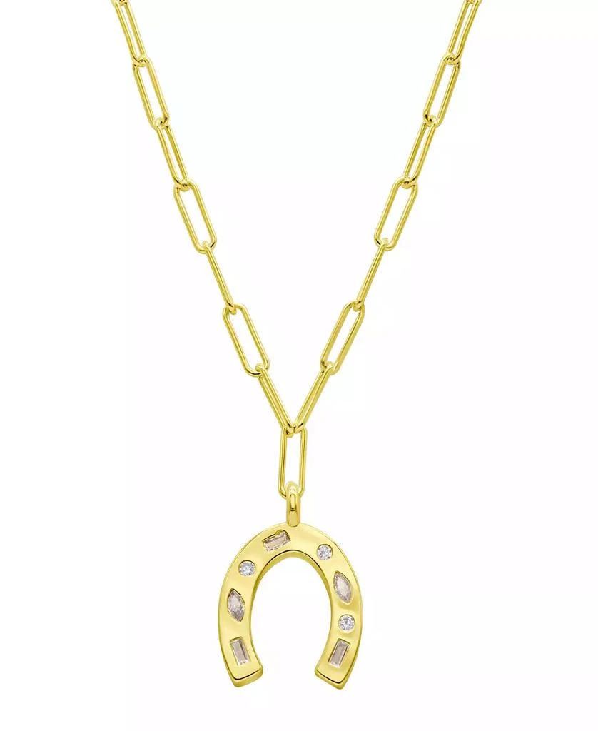 商品ADORNIA|14K Gold-Plated Paperclip Horseshoe Necklace,价格¥165,第1张图片