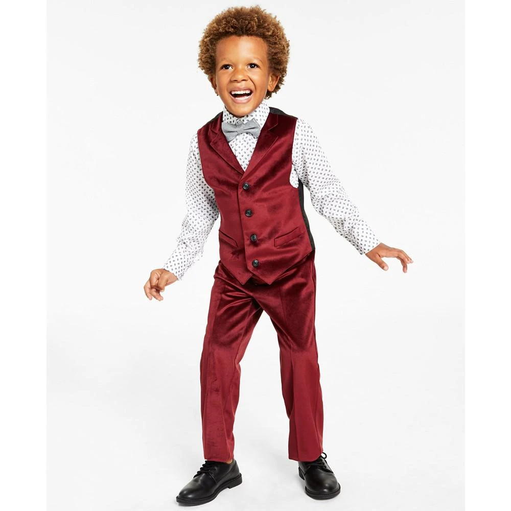 商品Nautica|Little Boys 4-Pc. Velvet Vest, Pants, Shirt & Bowtie Set,价格¥194,第1张图片