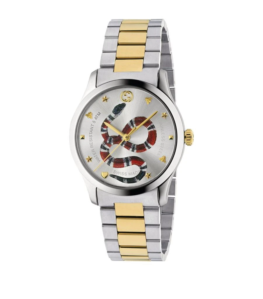 商品Gucci|Steel and Yellow Gold G-Timeless Snake Watch 38mm,价格¥10273,第1张图片