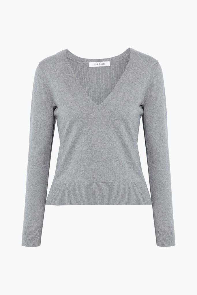 商品FRAME|Paneled mélange ribbed-knit sweater,价格¥616,第1张图片