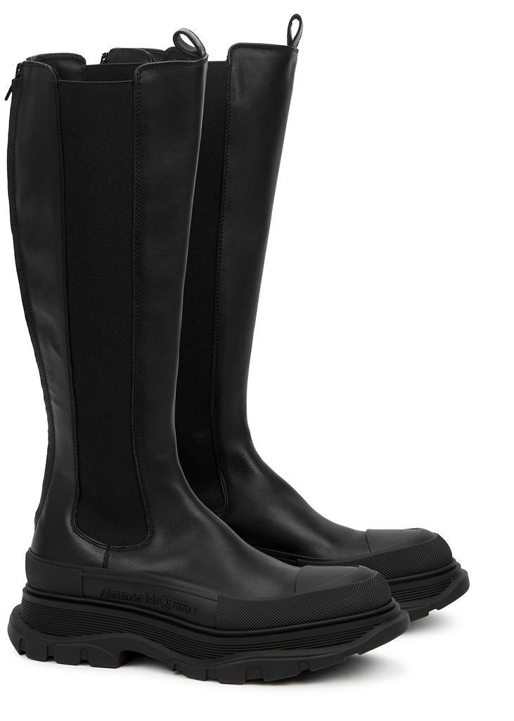 商品Alexander McQueen|Tread black leather knee-high Chelsea boots,价格¥7544,第4张图片详细描述