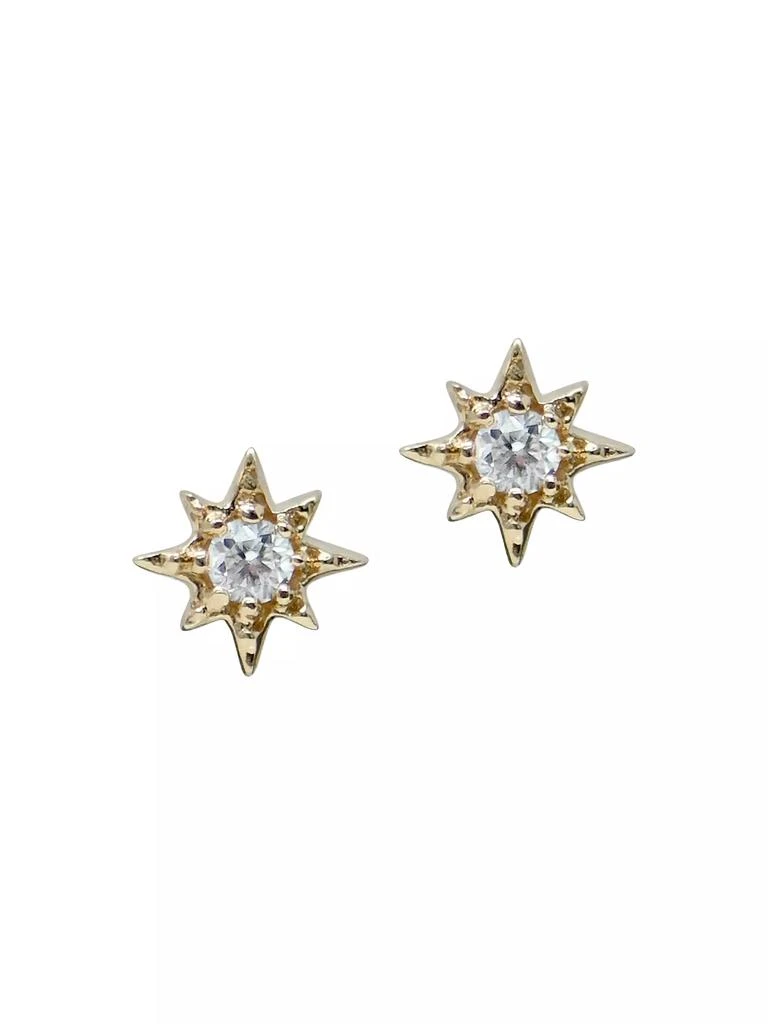 商品Anzie|Aztec 14K Yellow Gold & 0.02 TCW Diamond Star Stud Earrings,价格¥2211,第1张图片