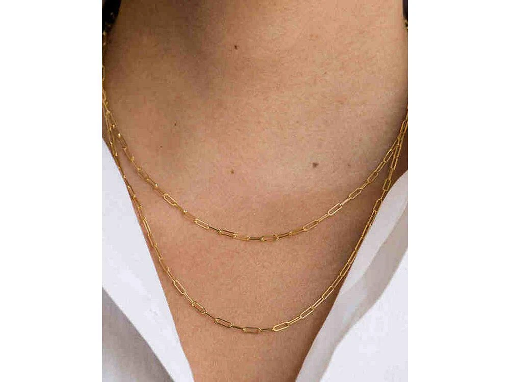 14K Yellow Gold Open Link Chain Necklace, 16" 商品