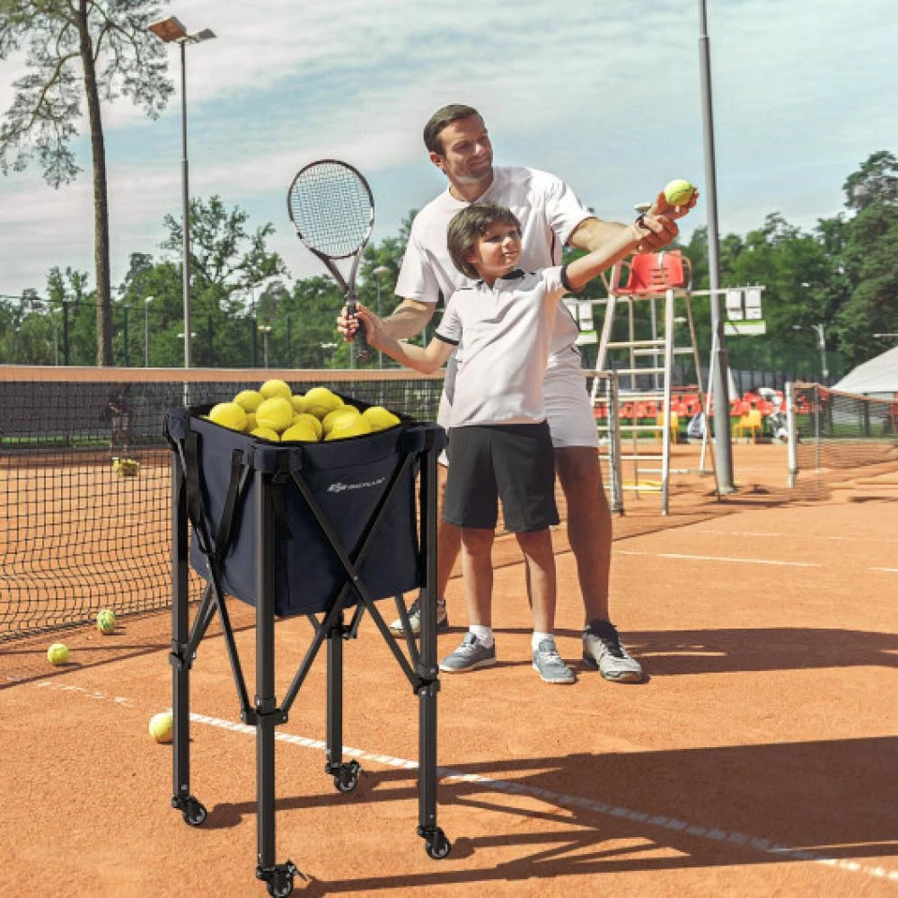 Lightweight Foldable Tennis Ball Teaching Cart with Wheels and Removable Bag-Red 商品