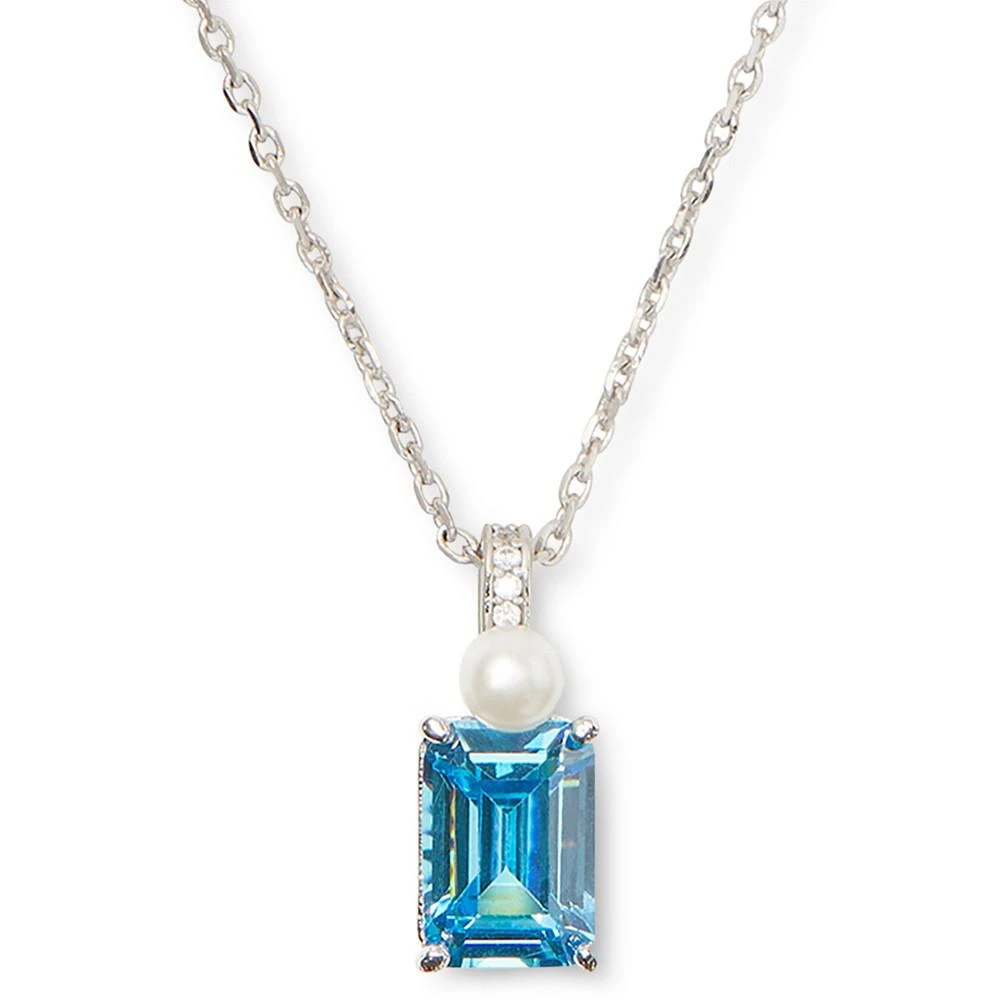 商品Kate Spade|Silver-Tone Cubic Zirconia & Imitation Pearl Pendant Necklace, 17" + 3" extender,价格¥191,第1张图片