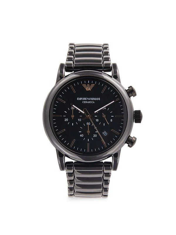 商品Emporio Armani|Black Stainless Steel Chronograph Bracelet Watch,价格¥1312,第1张图片