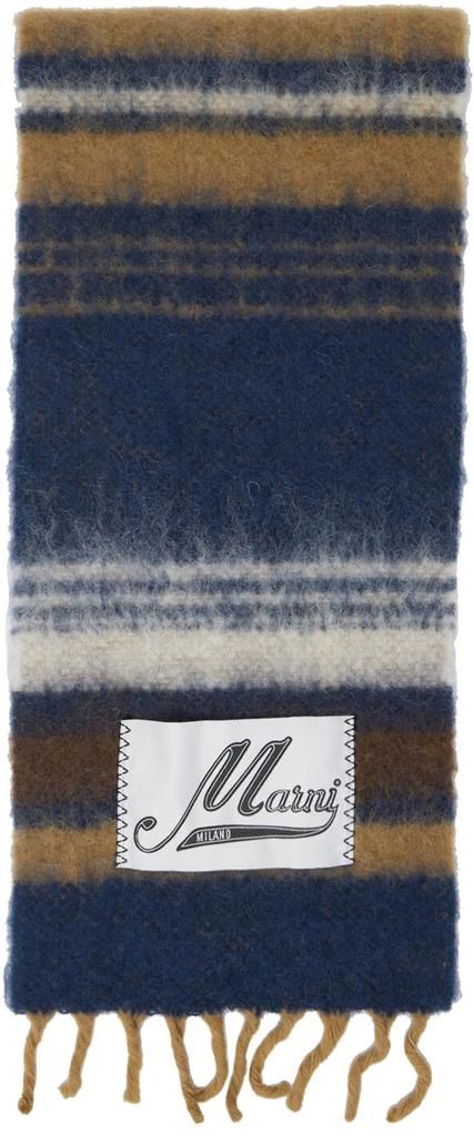 商品Marni|Navy Striped Wool Scarf,价格¥1491,第1张图片