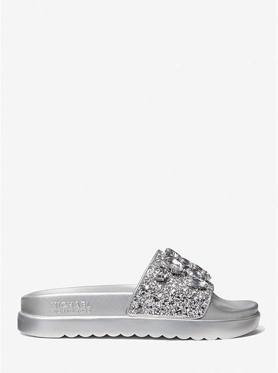 商品Michael Kors|Tyra Jewel Embellished Glitter Slide Sandal,价格¥437,第4张图片详细描述