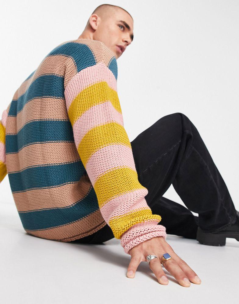 ASOS DESIGN oversized knitted jumper in stripe商品第2张图片规格展示