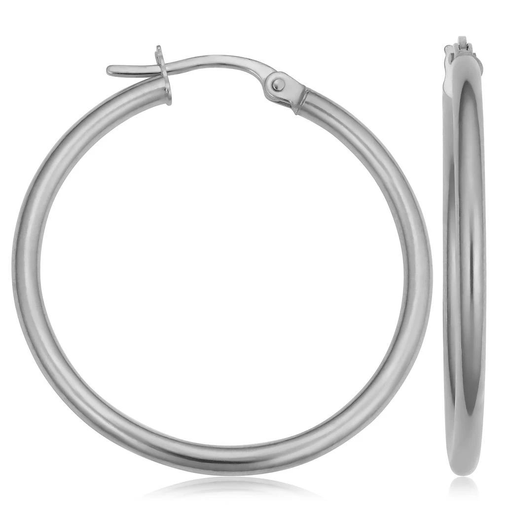 商品Fremada|14k White Gold Hoop Earrings (2x25 mm),价格¥1048,第2张图片详细描述