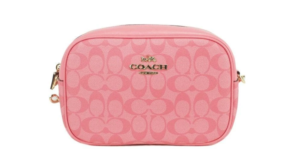 商品Coach|COACH Jamie Medium Pink Lemonade Coated Canvas Camera Crossbody Handbag,价格¥1990,第1张图片