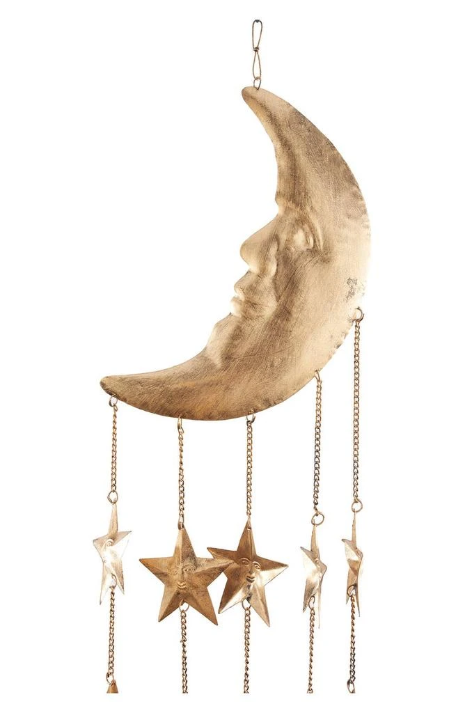 商品GINGER BIRCH STUDIO|Goldtone Metal Moon & Sun Windchime with Glass Beads & Cone Bells,价格¥205,第5张图片详细描述