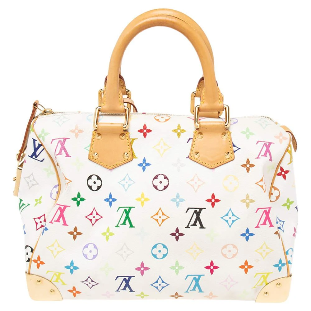 商品[二手商品] Louis Vuitton|Louis Vuitton White Monogram Multicolore Canvas Speedy 30 Bag,价格¥8369,第4张图片详细描述