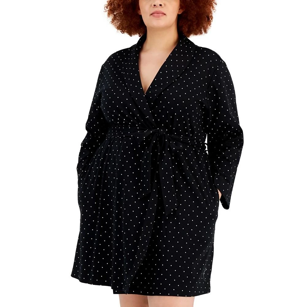 商品Charter Club|Plus Size Dot-Print Short Cotton Wrap Robe, Created for Macy's,价格¥39,第3张图片详细描述