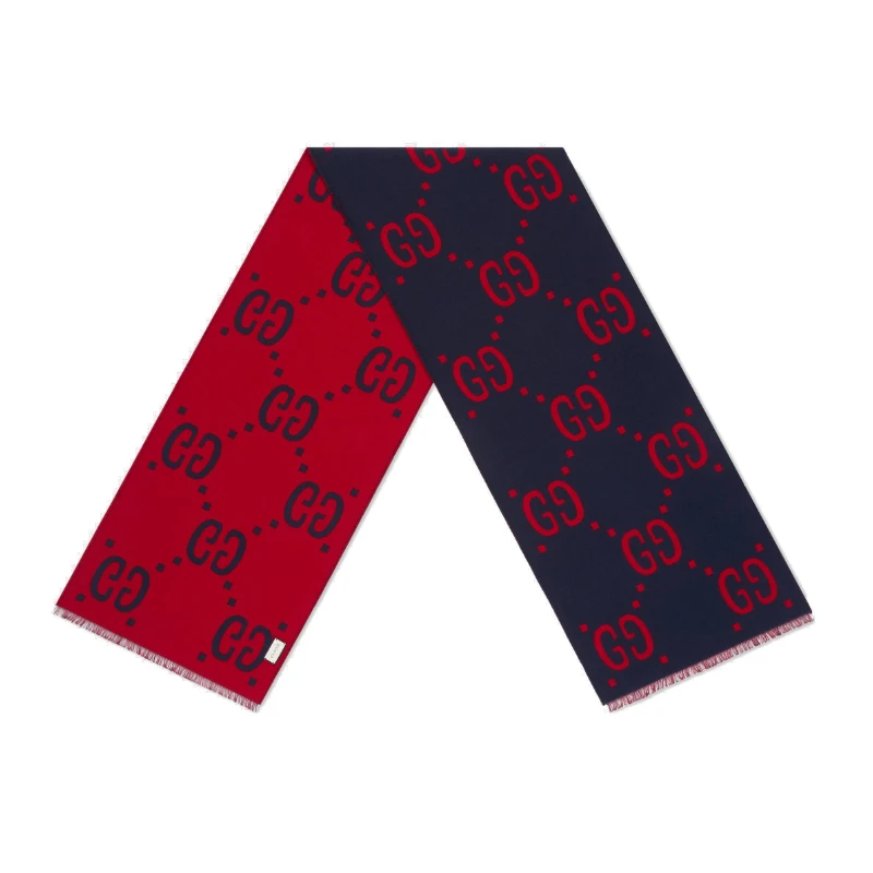 商品Gucci|古驰 经典款米色棕色双G提花羊毛真丝围巾4955924G3502179,价格¥3621,第1张图片
