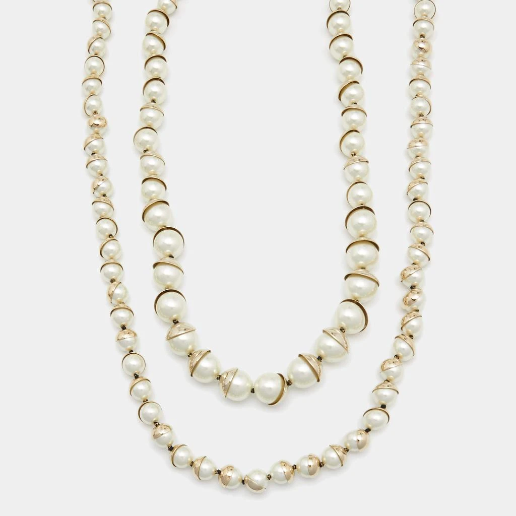 商品[二手商品] Dior|Dior Miss En Dior Faux Pearls Gold Tone Metal Set of 2 Necklaces,价格¥4934,第2张图片详细描述
