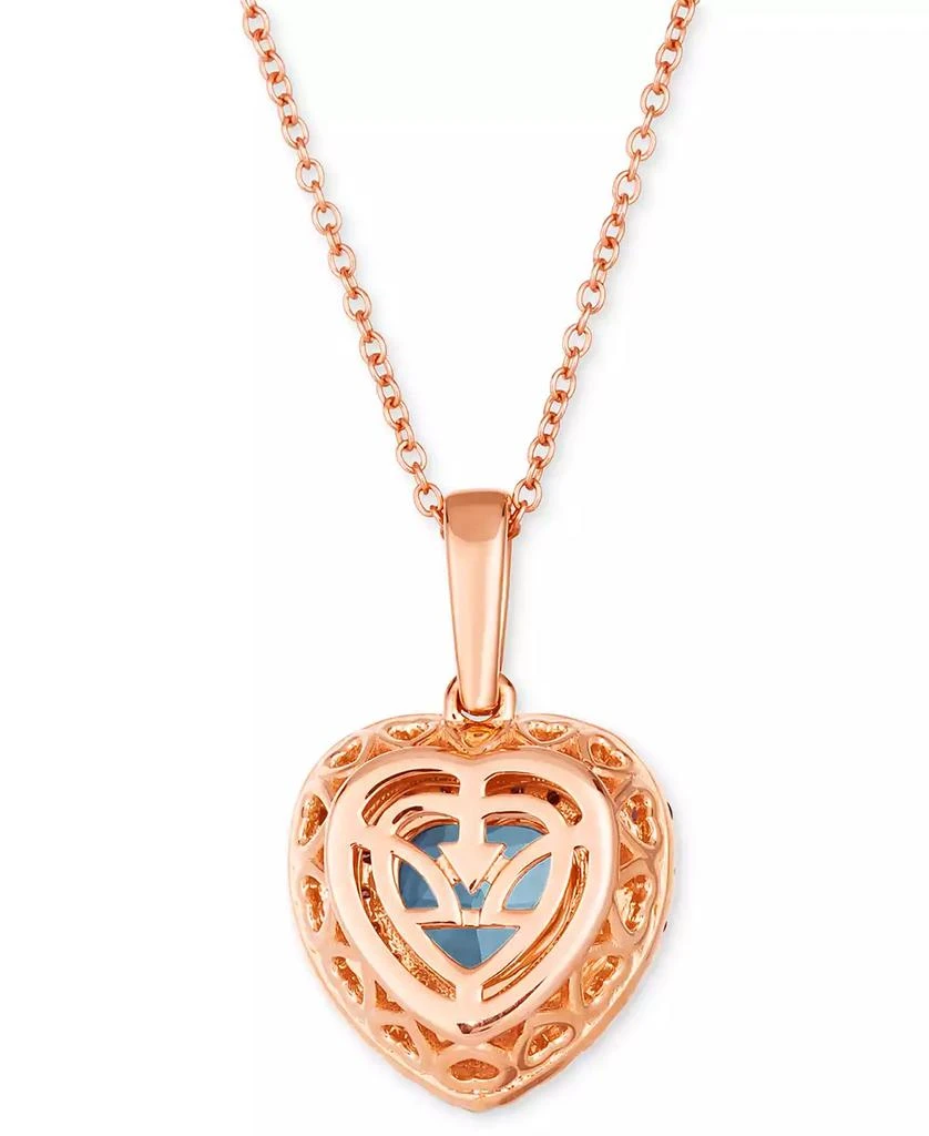 商品Le Vian|Sea Blue Aquamarine (1-1/10 ct. t.w.) & Diamond (5/8 ct. t.w.) Heart Halo Pendant Necklace in 14k Rose Gold, 18" + 2" extender,价格¥30621,第3张图片详细描述