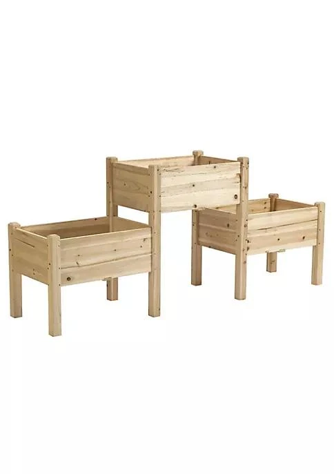 商品Outsunny|73 X 18 X 32 3 Tier Raised Garden Bed W  Three Elevated Planter Box Freestanding Wooden Plant Stand For Vegetables Herb And Flowers Natural,价格¥1379,第2张图片详细描述