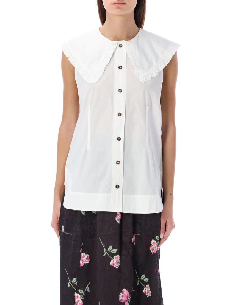 商品Ganni|Ganni Signature Collar Sleeveless Shirt,价格¥1101,第1张图片