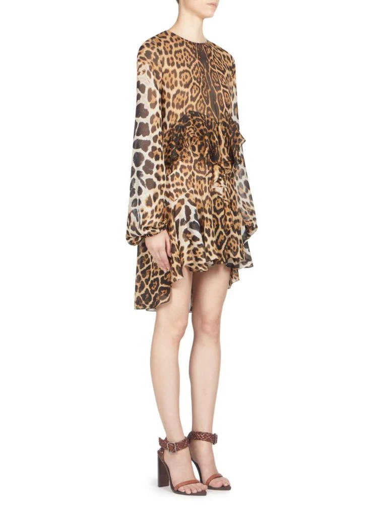 商品Yves Saint Laurent|Saint Laurent - Leopard Print Silk Ruffle Dress,价格¥5129,第1张图片