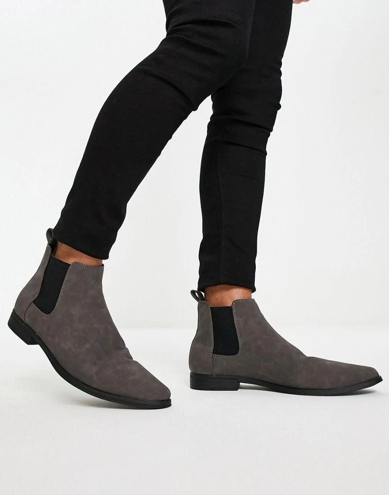 商品ASOS|ASOS DESIGN chelsea boots in grey faux suede,价格¥160,第4张图片详细描述