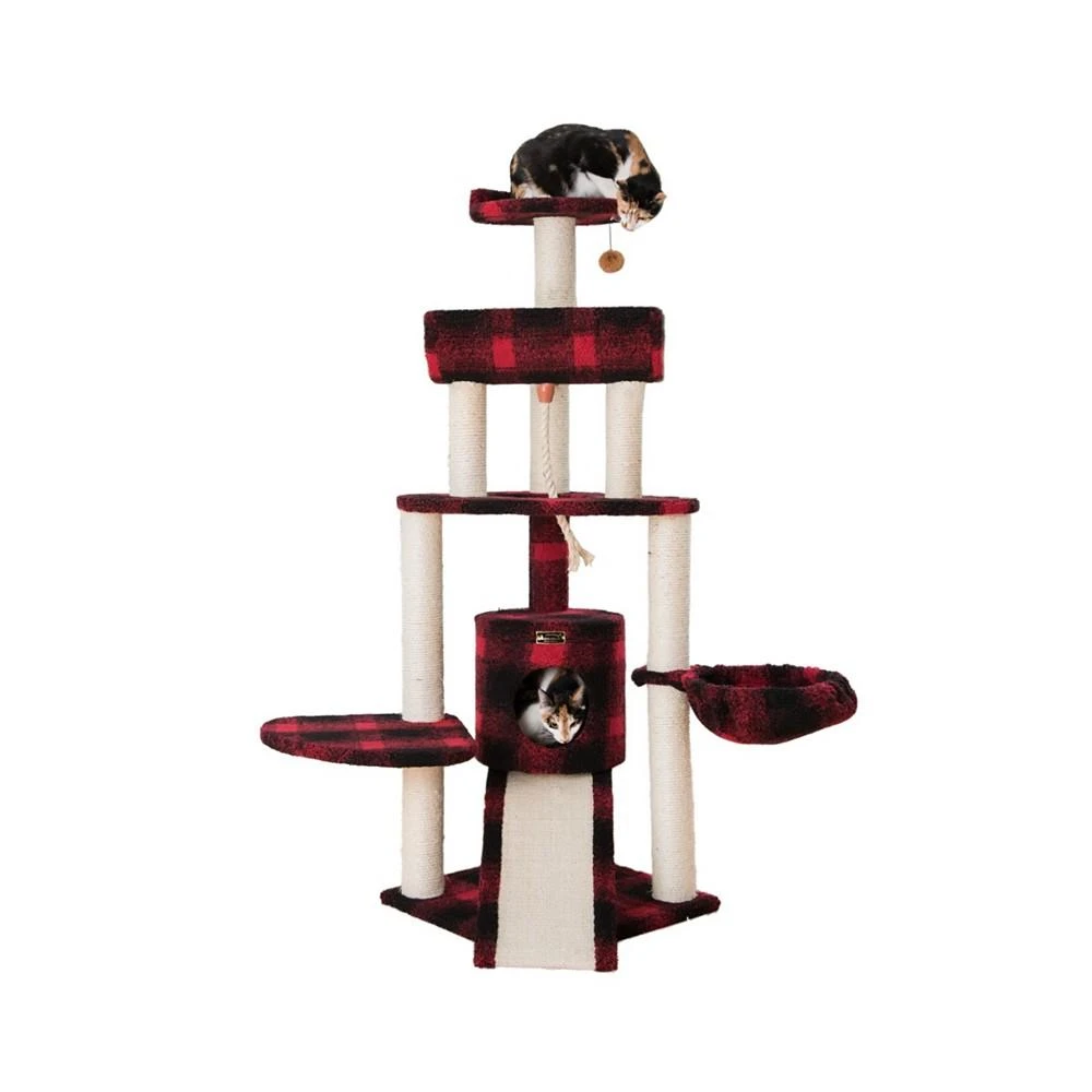 商品Macy's|Real Wood Cat Tree, 4 Levels With Rope, Ramp, Perch, & Condo,价格¥2066,第1张图片